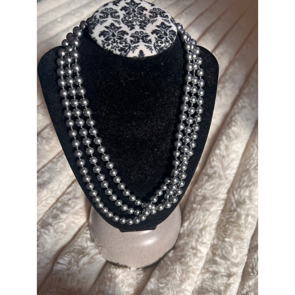 Gunmetal Layered Beaded Necklace